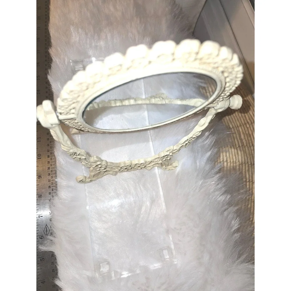 Vintage Ornate Metal Swivel Vanity Mirror - Shabby Chic‎ Floral Design